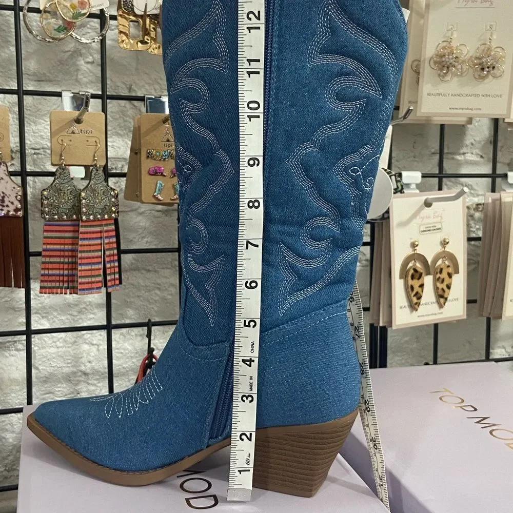 Just arrived blue denim cowboy boots - Picture 7 of 13